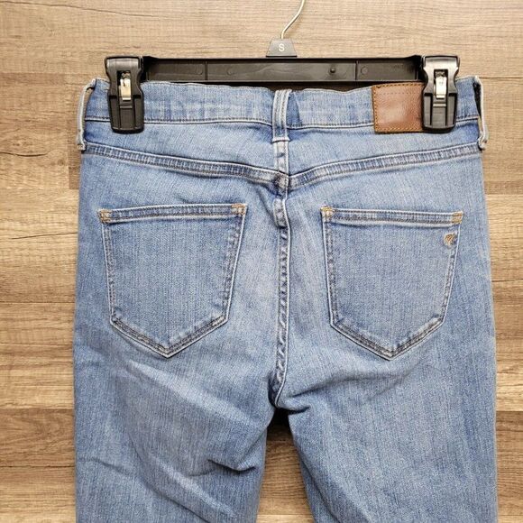 Madewell Distressed High Riser Skinny Cut Edge Jeans Blue Womens Size 25 Denim - Picture 12 of 16